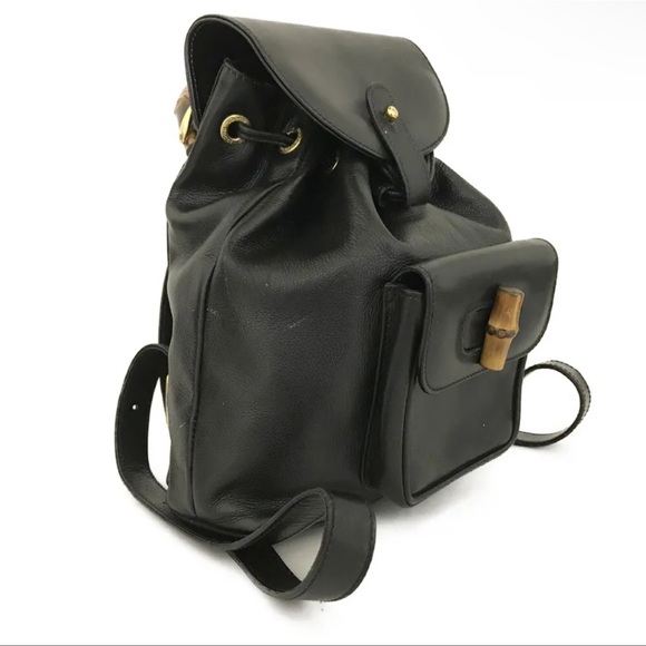 GUCCI Small Bamboo Handle Black Leather Back Pack: A STUNNER! - Picture 3 of 11
